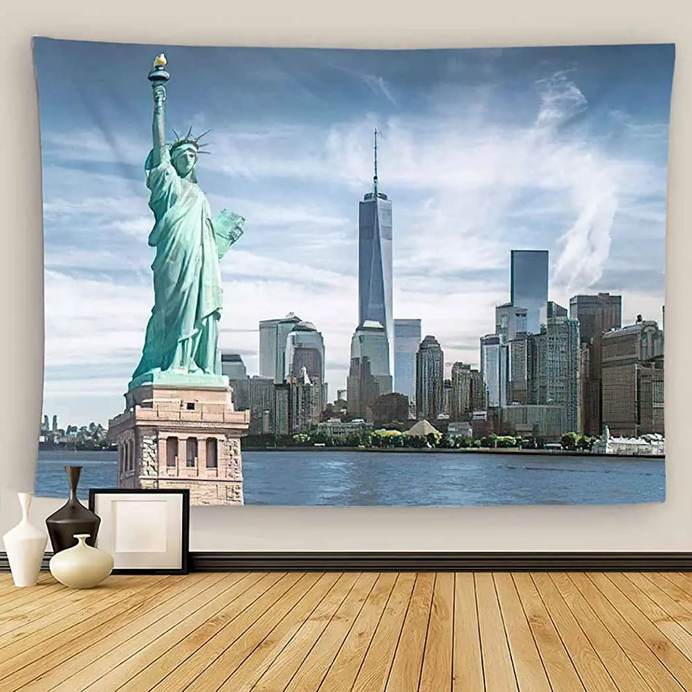 Uoopati New York Tapestry Wall Hanging Landscape The Statue of Liberty