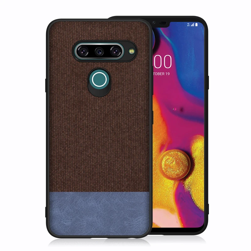 Aveuri роскошный тканевый чехол для телефона LG G8S G8 ThinQ Stylo 5 Coque Бизнес ПУ; кожа; силикон задняя крышка для LG V40 K40 чехол - Цвет: Brown- Blue