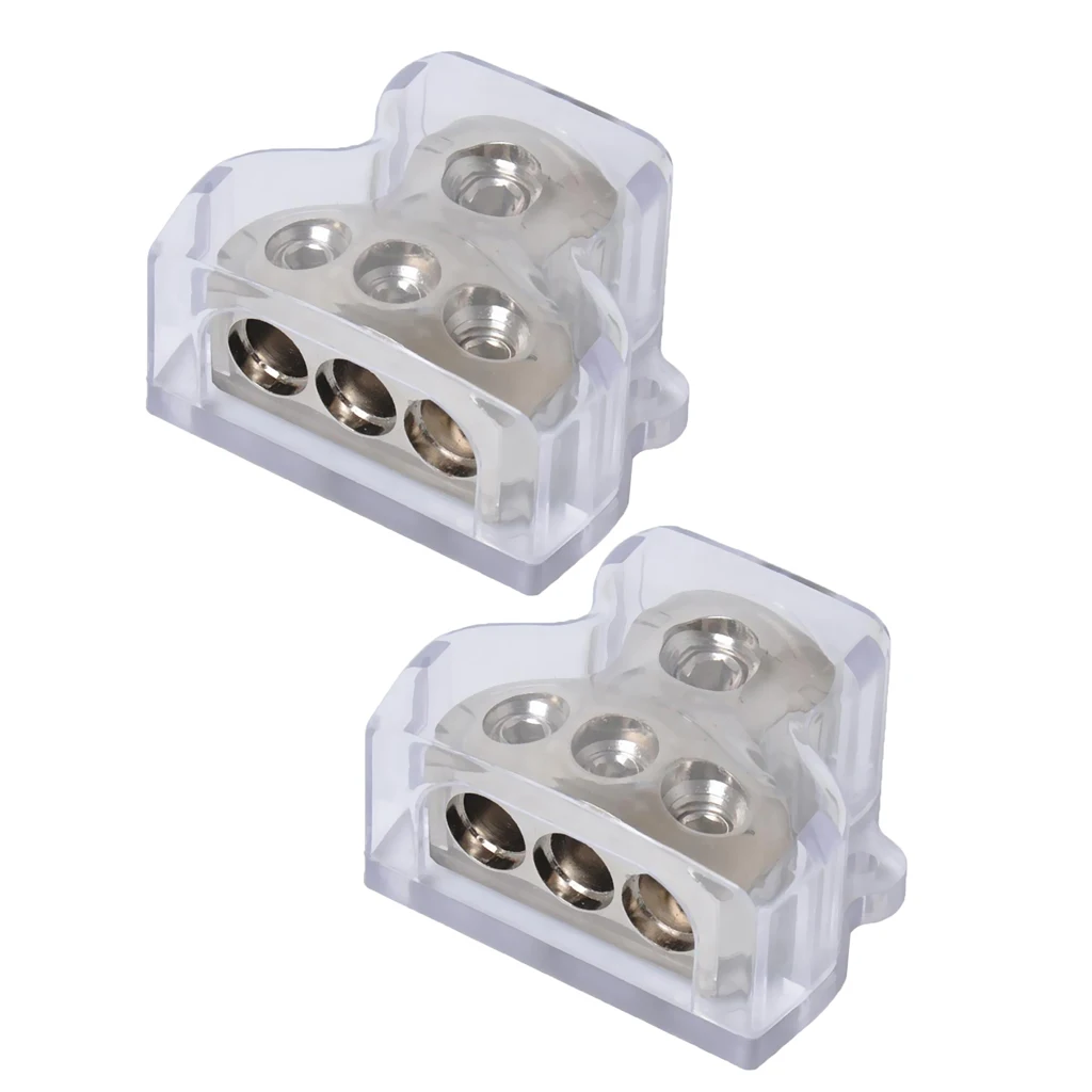 2x 3-Way Car Audio Stereo Amp Power/Ground Cable Splitter Distribution Block