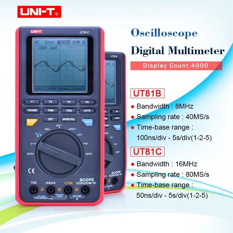 UNI-T UT81B Цифровые мультиметры Ручной цифровой мультиметр w/USB/lcd Измеритель Тестер осциллограф входной диод USB интерфейс