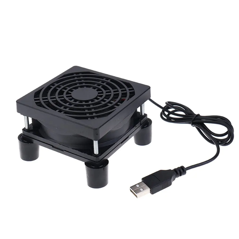 5V 1A USB Router Cooling Fan 120mm DIY TV Set-top Box Ball/Sleeve Cooler W/Controller & Protective Net Desktop Cooling Fan