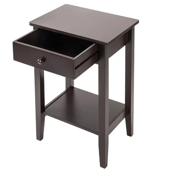  Two-layer Bedside Table Coffee Table with Drawer Coffee  fine workmanship beautiful and fashionend 
