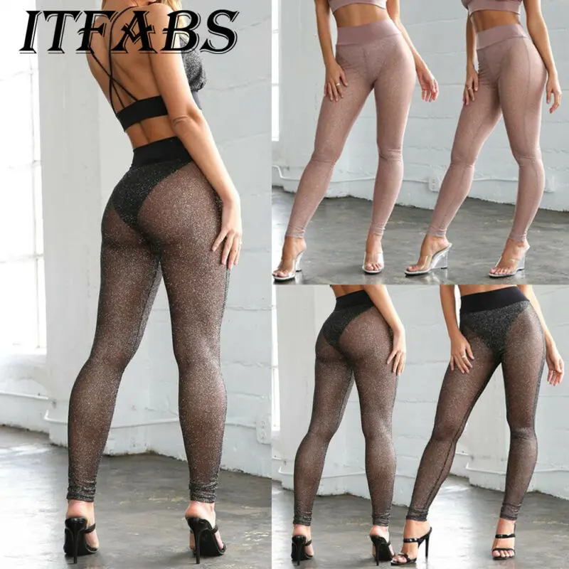 

Sexy Women Fishnet Beachwear Pants Mesh Sheer Trousers Bikini Cover Up Pants Yoga Pants