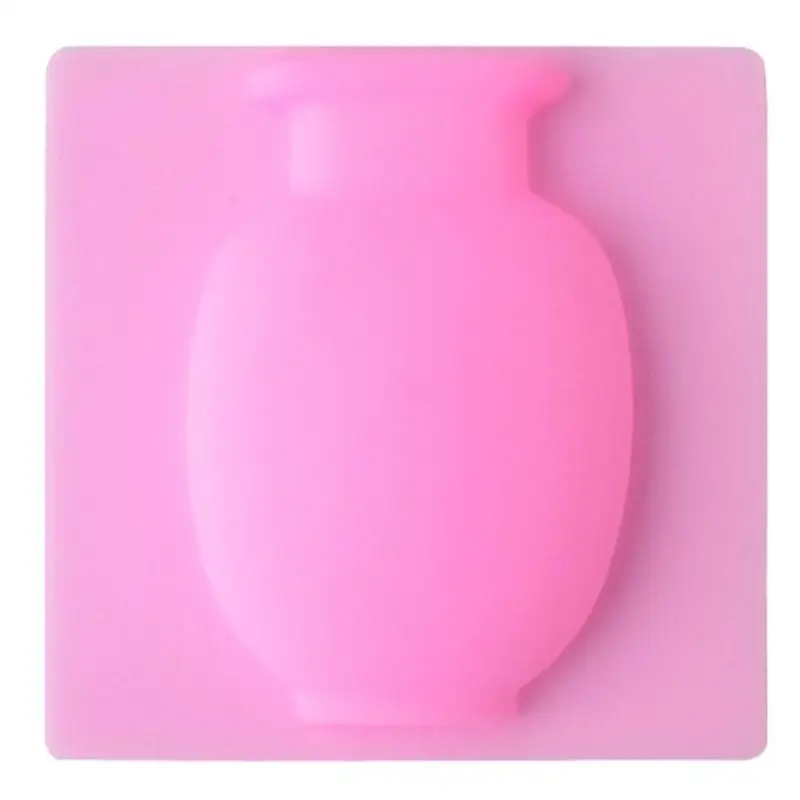 Силиконовая клейкая ваза, настенный цветочный горшок, растительный контейнер для домашнего офиса, аксессуары для декора, креативный силиконовый цветочный горшок, контейнер - Цвет: Розовый