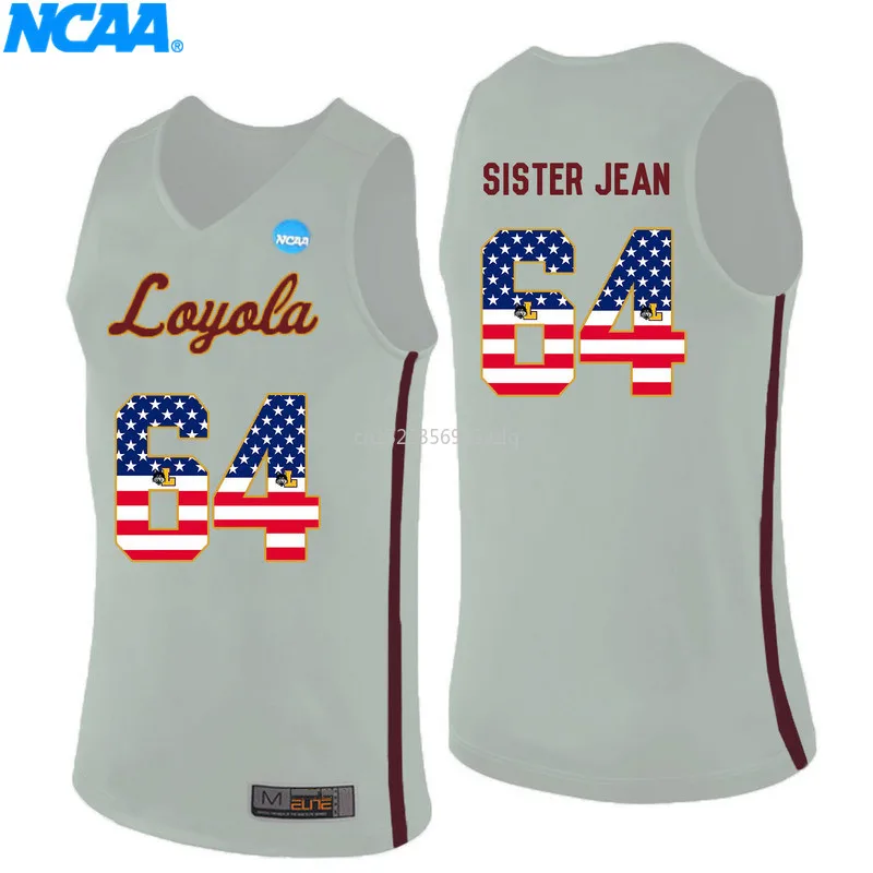 Новое поступление, высокое качество, Loyola(Chi) Ramblers SISTER JEAN#64 Avery#10, футболки для колледжа, ограниченная серия, майки, S-XXXL