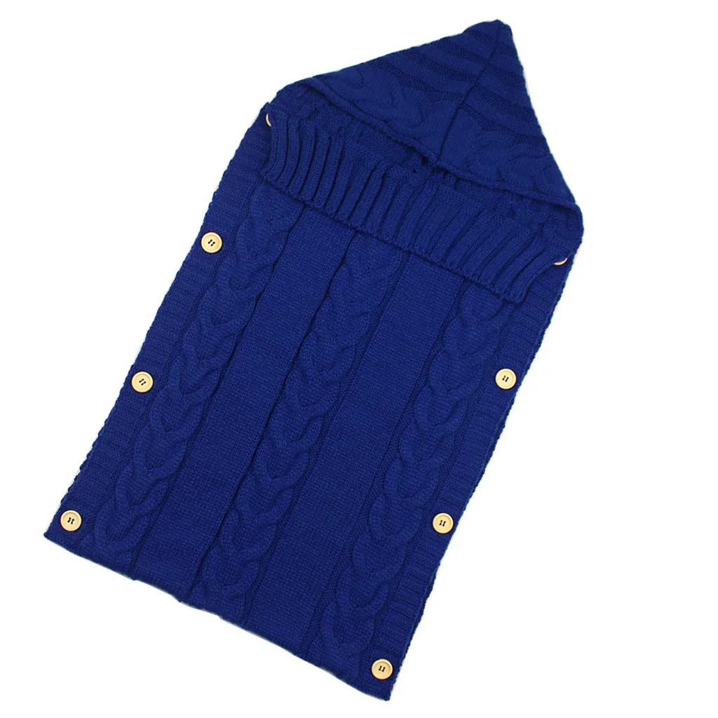 Navy Baby Hooded Swaddle Knit Wrap Warm Blanket Pram Pushchair Stroller Sleeping Bag Baby Footmuff Liner Buggy Pram Car Seat - Цвет: Navy