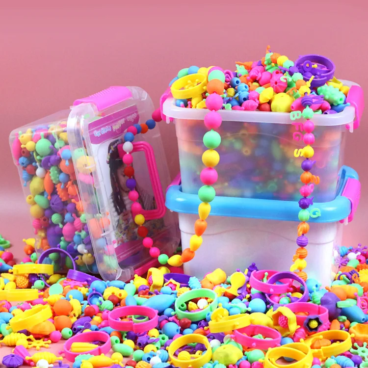 

Factory Price Cordless Pop 500 Stars Loaded Educational Toy DIY String Beaded Bracelet Plastic Beaded Bracelet GIRL'S Toy