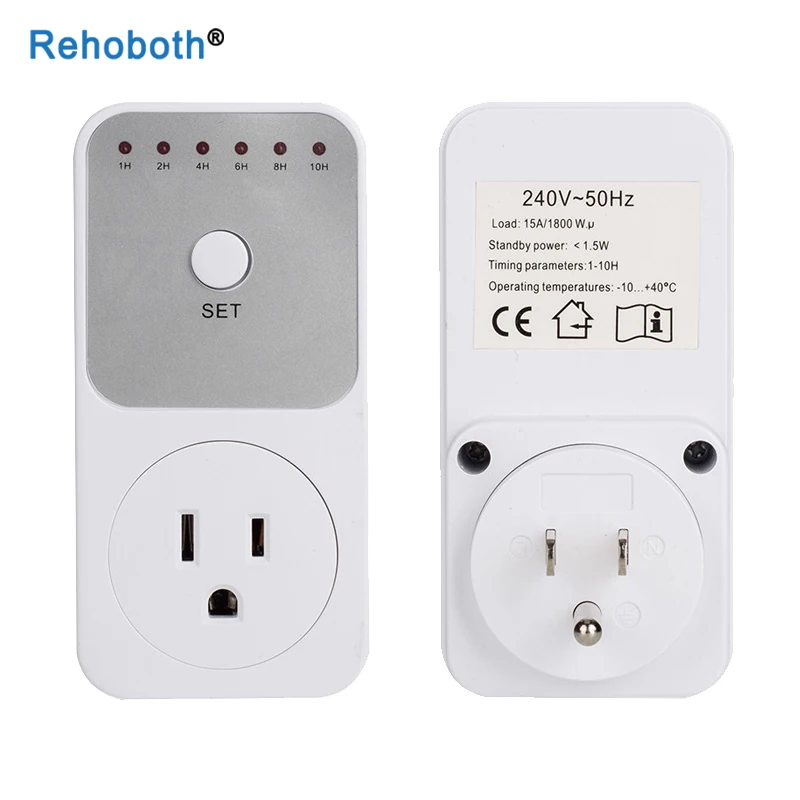 US EU UK 10Hr Countdown Timer Switch Socket Plug Intelligent Time Setting Control Socket Electricity Power Metering Socket 3