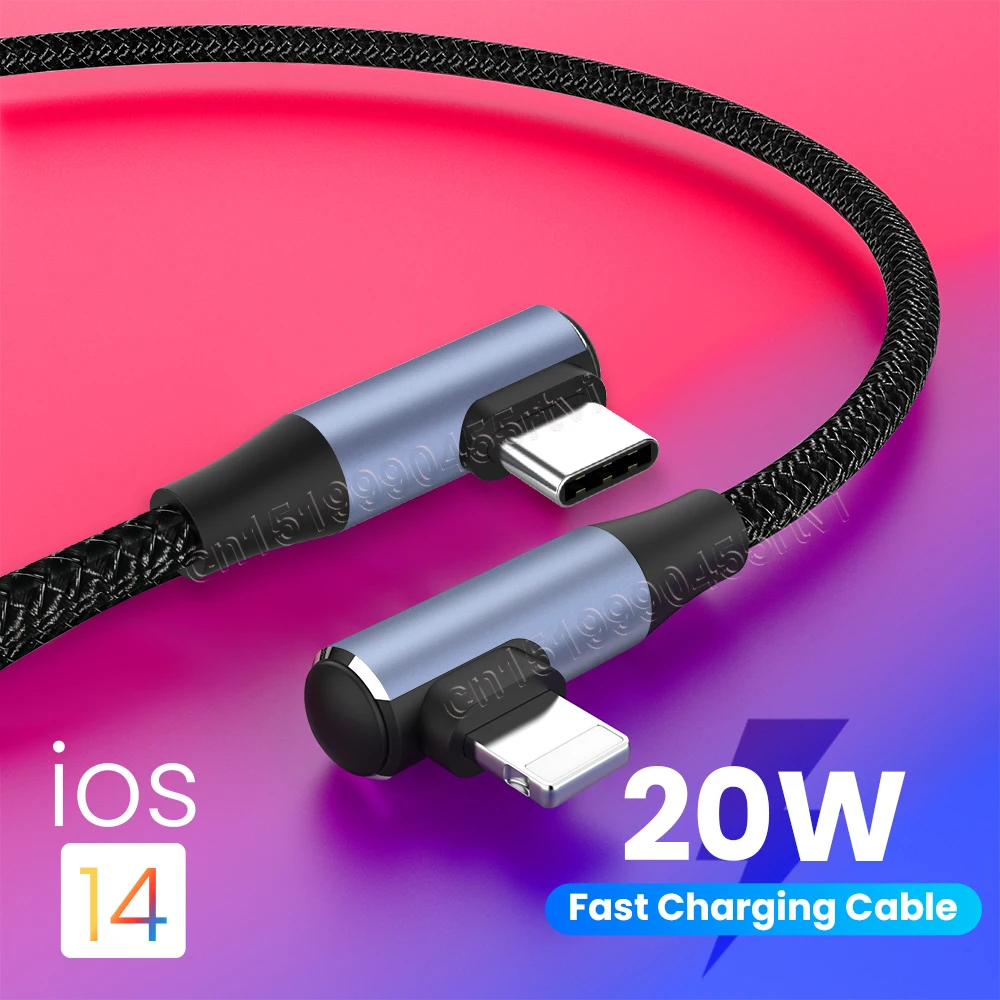 Double Elbow PD USB Cable for iPhone 13 12 Pro Max PD 20W Fast Charging USB Type C Cable Charge