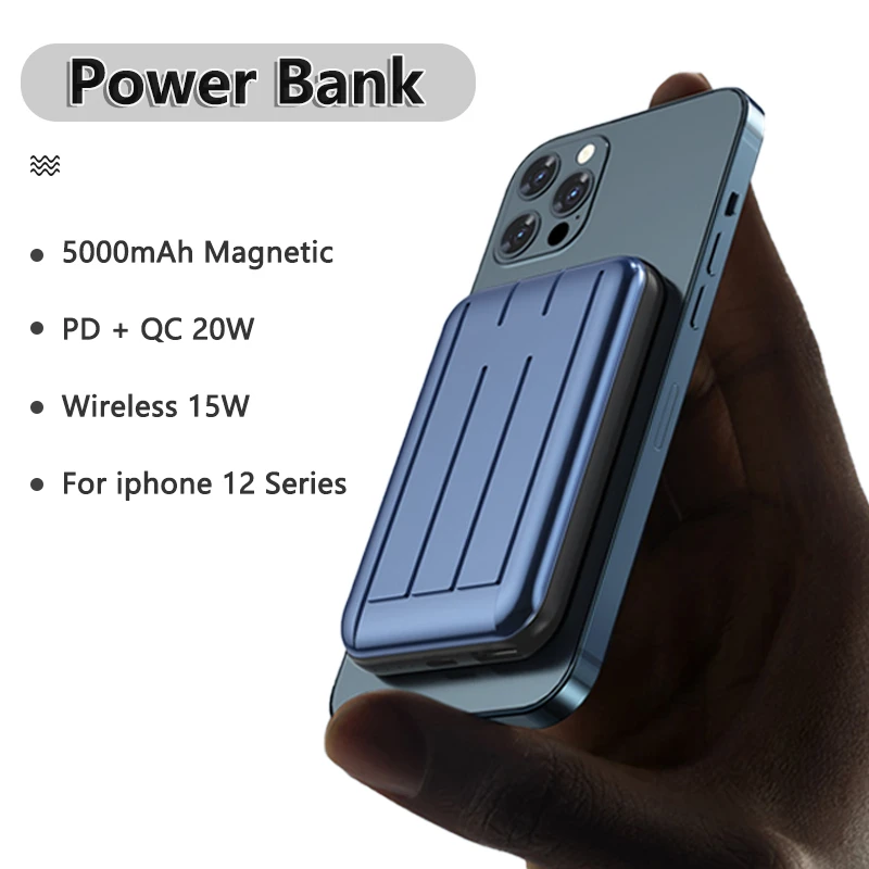 magnetic wireless power bank 15W Magnetic Wireless Power Bank for iPhone 12 pro MAX 12Mini 11 pro XR XS Max X 8 PD+QC Ultra-thin Wireless Charging Power Bank power bank 5000mah