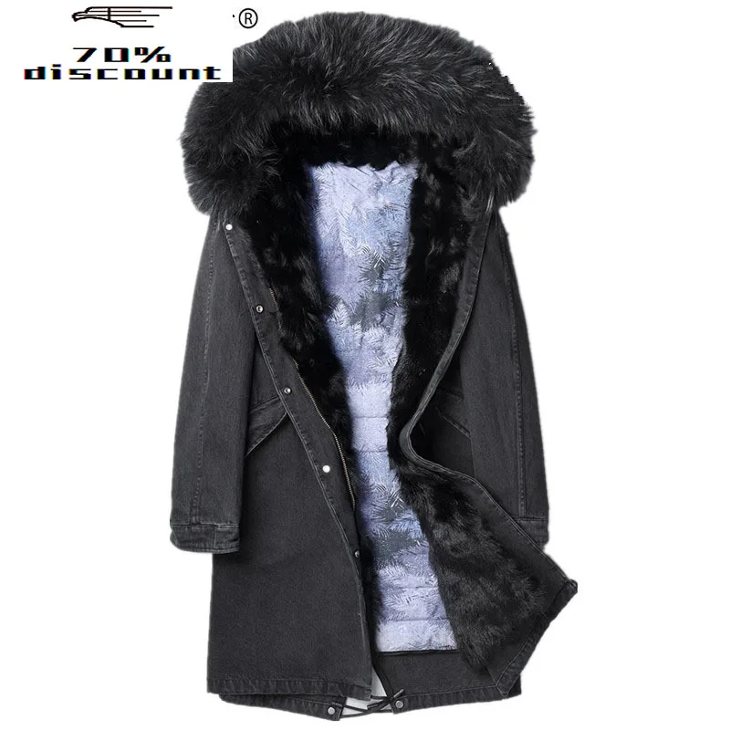 

Parka Real Fur Coat Lamb Fur Liner Down Jacket Winter Jacket Men Raccoon Fur Collar Long Coat Plus Size F-XD-2823MY 2282