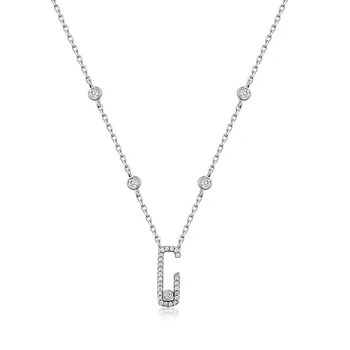 

France Fashion Women Original 925 Sterling Silver Open Move Stone Pendant Crystal Choker Necklaces Jewelry Accessories