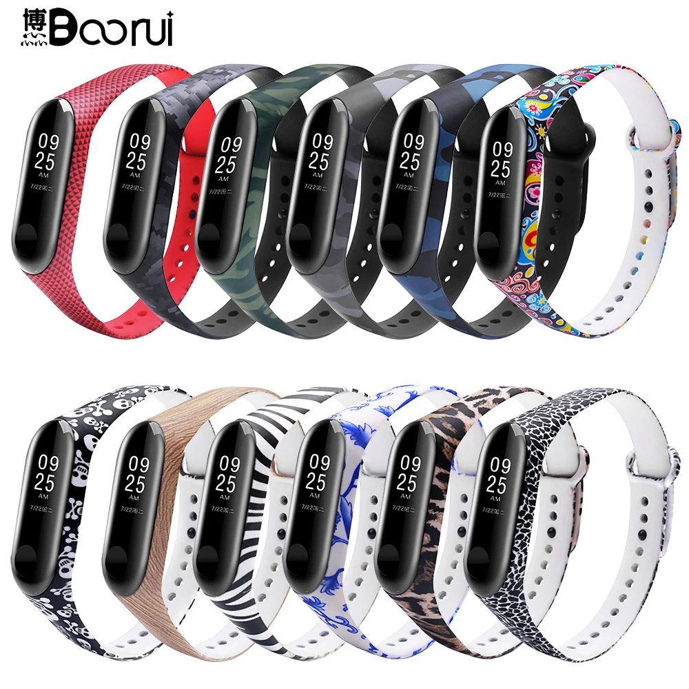 BOORUI mi band 3 ремешок Группа аксессуары замена силиконовые разнообразные для xiaomi