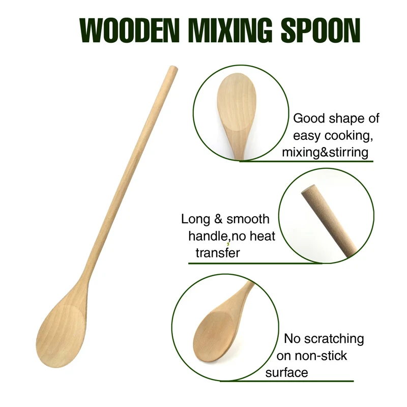 Wooden Bamboo Extra Long Handle Big Large Spoons 50cm 40cm Natural Wood Utensils for Cooking Mixing Stirring wooden serving spoon ladle