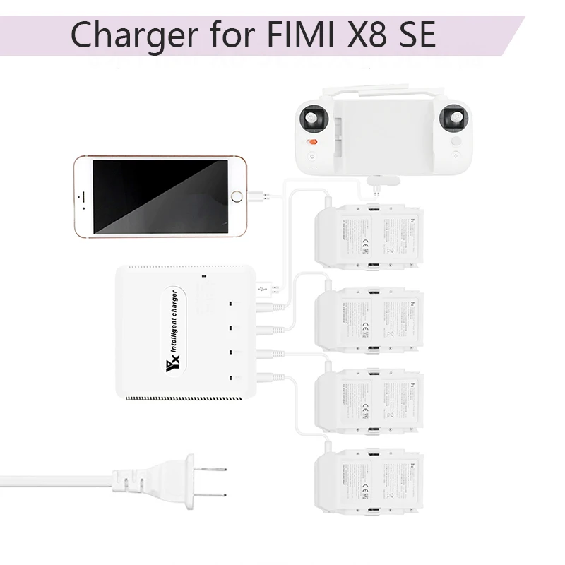 

Intelligent Smart Charger for FIMI X8SE Camera Drone Charging Hub AU UK US EU Plug with Cable Safety Battery Charger Accessories