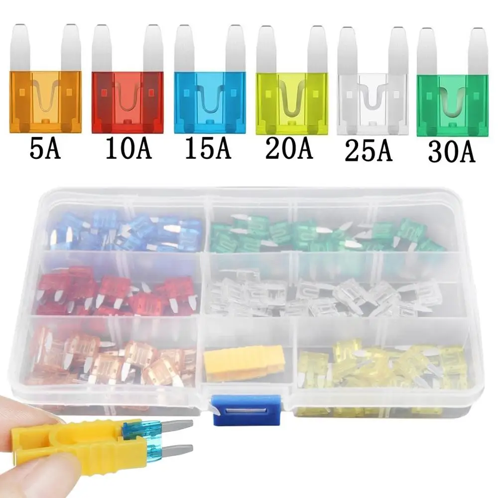 

120Pcs Car Fuse Kit 5A 10A 15A 20A 25A 30A AMP Car Truck SUV Automotive Replacement Fuses With 1Pcs Clip Plastic Storage Box