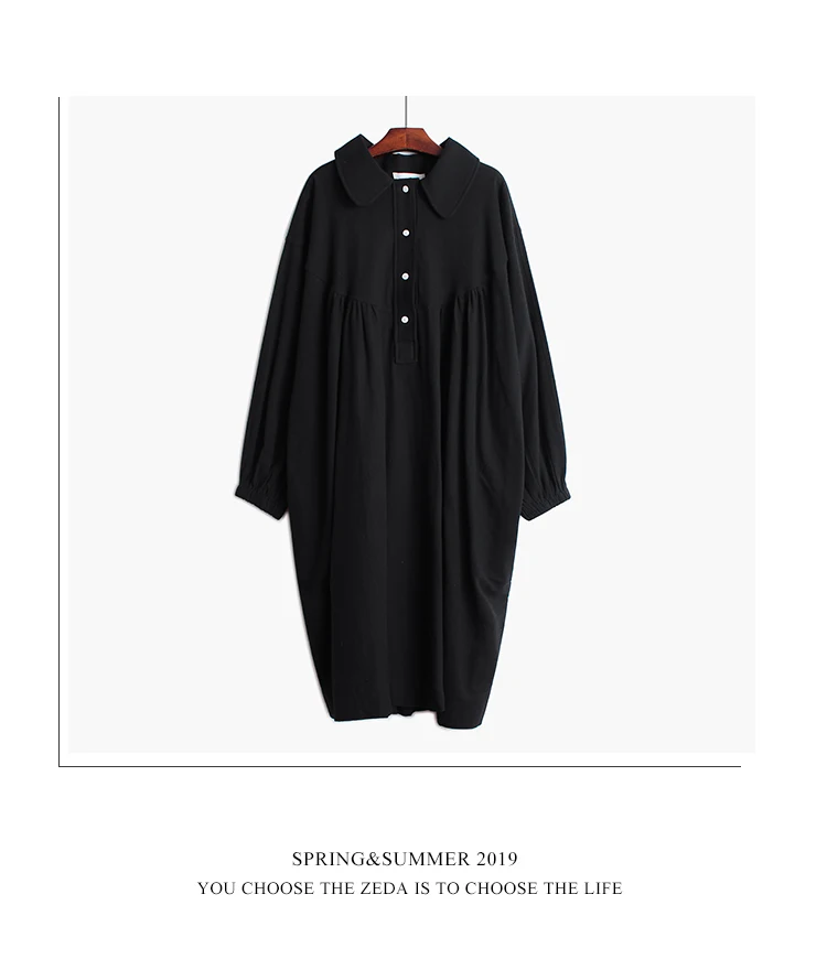 ОСЕНЬ детское платье со складками Высокая Талия платье-рубашка Для женщин свободного размера плюс платье размера плюс с длинным рукавом платье женская одежда
