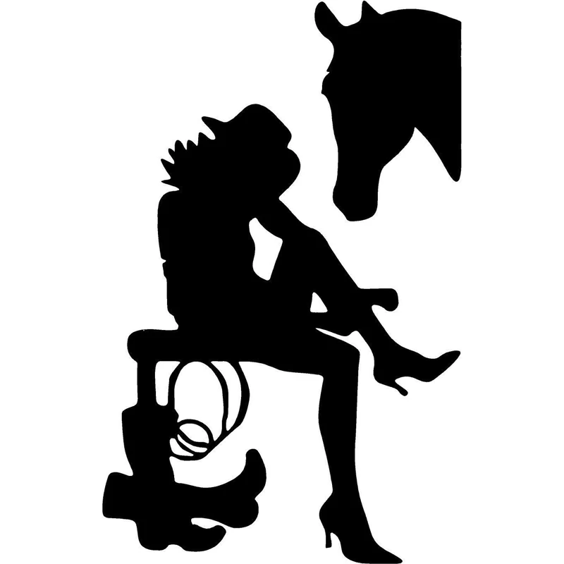 Car Stickers Fashion Cowgirl Riding Boots High Heels Girl Decoration Waterproof Cover Scratch Black/white 16cm*10cm | Автомобили и