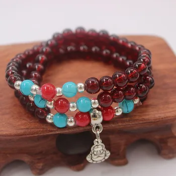 

Garnet 108 bracelet wholesale Tibetan silver bracelet