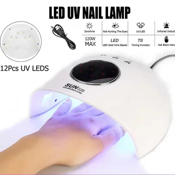 

36W Phototherapy UV LED Fast Drying Women Girls Polish Gel USB Charging Nail Lamp LCD Display Automatic Induction ABS Plastic
