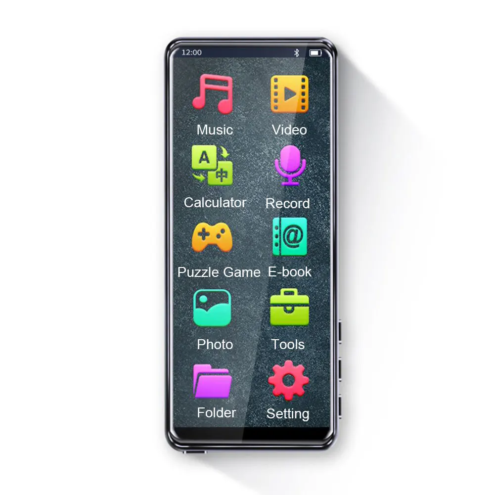 

Built In Speaker Bluetooth Color Display Portable Full Touch Screen Card Insert Video Play MP4 Player USB Charging Learn English