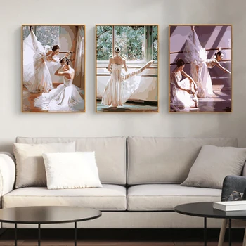 

3 Pcs/Set Frame Picture DIY Painting by Numbers Ballet Dancer Girl Drawing by Numbers Unique Gift Coloring Wall Acrylic
