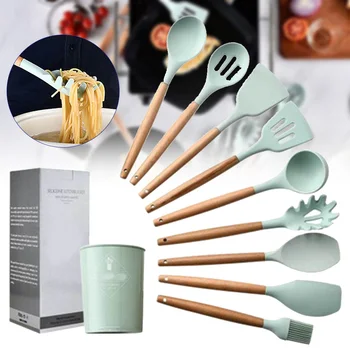 

Silicone Kitchen Utensil Set Non-stick Silicone Cooking Tools Kitchenware Storage Holder YE-Hot