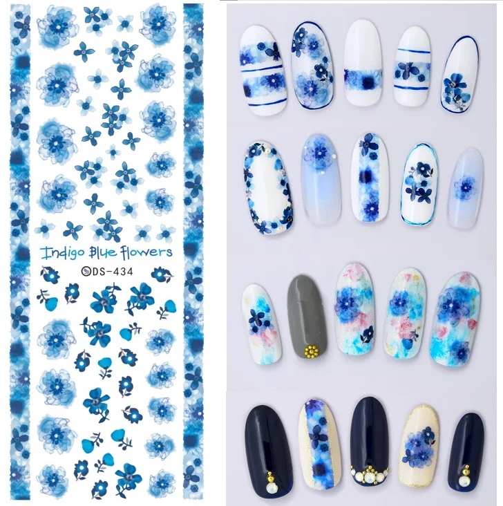 Florals Patterns! Nails Art Manicure Water Decal Decorations Design Water Transfer Nail Sticker For Nails Tips Beauty - Color: DS434