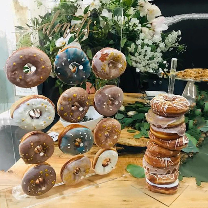 Ciambelle In Acrilico/Legno Da Parete E Supporto Accessori Da Tavola Per Matrimoni/Feste Ciambella Festa Baby Shower Decorazioni Per Compleanno Per Ba