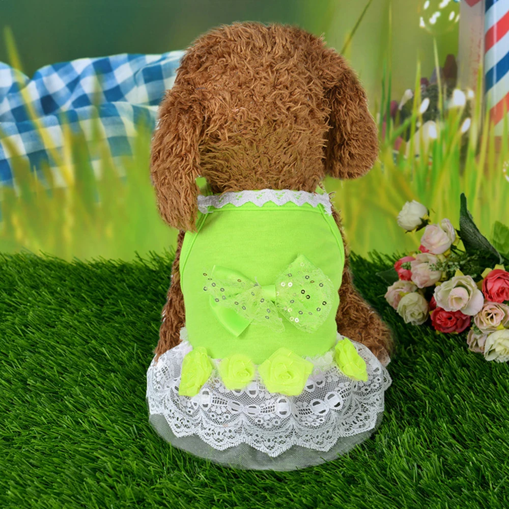 green Одежда для домашних животных, кошек, собак, модная одежда для маленьких собак, кошек, платье принцессы, юбка, летний костюм для домашних животных, платье принцессы, юбка - Цвет: green