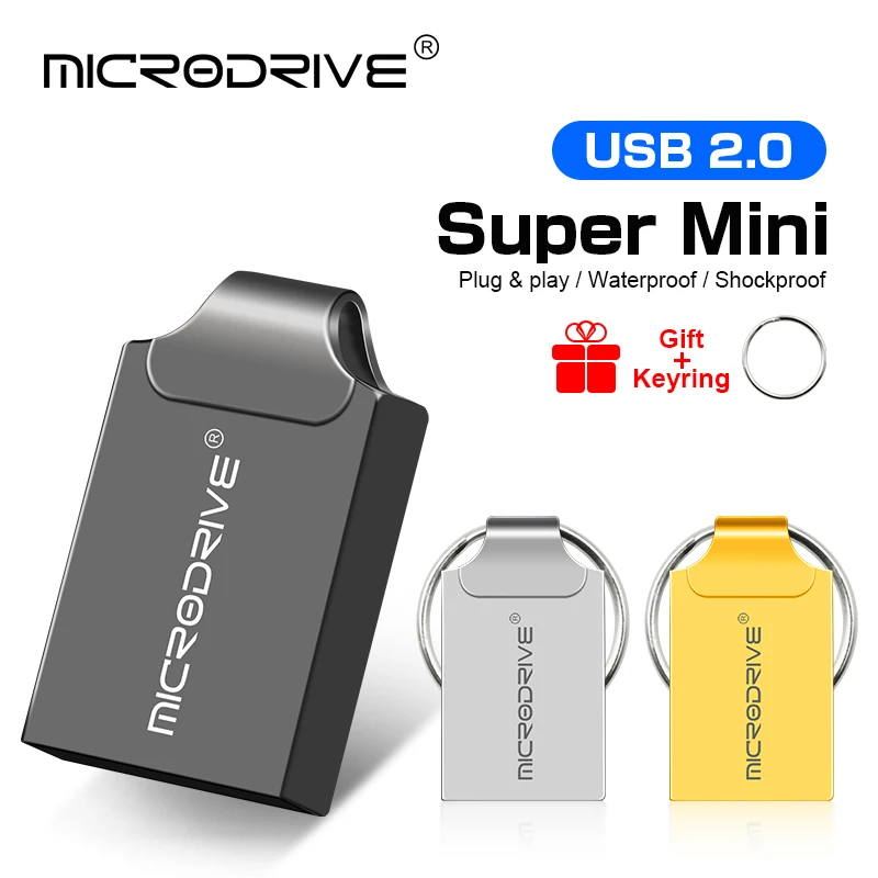 Mini Usb Flash Drive Silver Usb 2.0 Metal Pendrive 128gb 64gb 32gb 16gb 8gb 4gb Usb Memory Stick