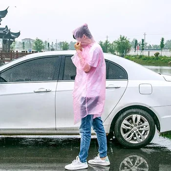 

White Disposable Raincoat Waterproof Travel Outdoor Draped Raining Jackets for Adults Transparent Raincoat Women 6RC099