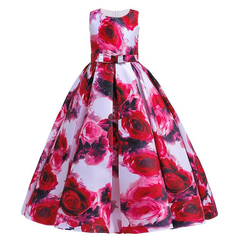 Платье принцессы с цветочным узором для девочек свадебное платье с цветочным узором для девочек Детские платья для девочек, вечерние классическое бальное платье одежда для детей 4 лет
