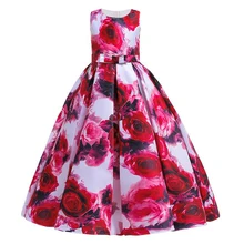 Платье принцессы с цветочным узором для девочек свадебное платье с цветочным узором для девочек Детские платья для девочек, вечерние классическое бальное платье одежда для детей 4 лет