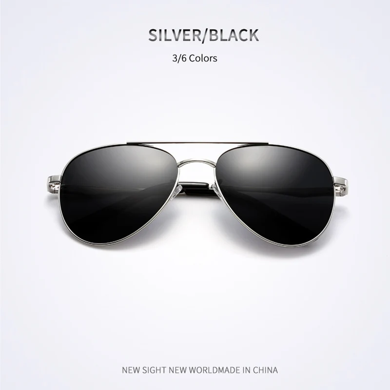 Silver frame black Новые поляризационные солнцезащитные очки мужские вождения анти UV400 Солнцезащитные очки классические дикие ретро солнцезащитные очки - Цвет линз: Silver frame black