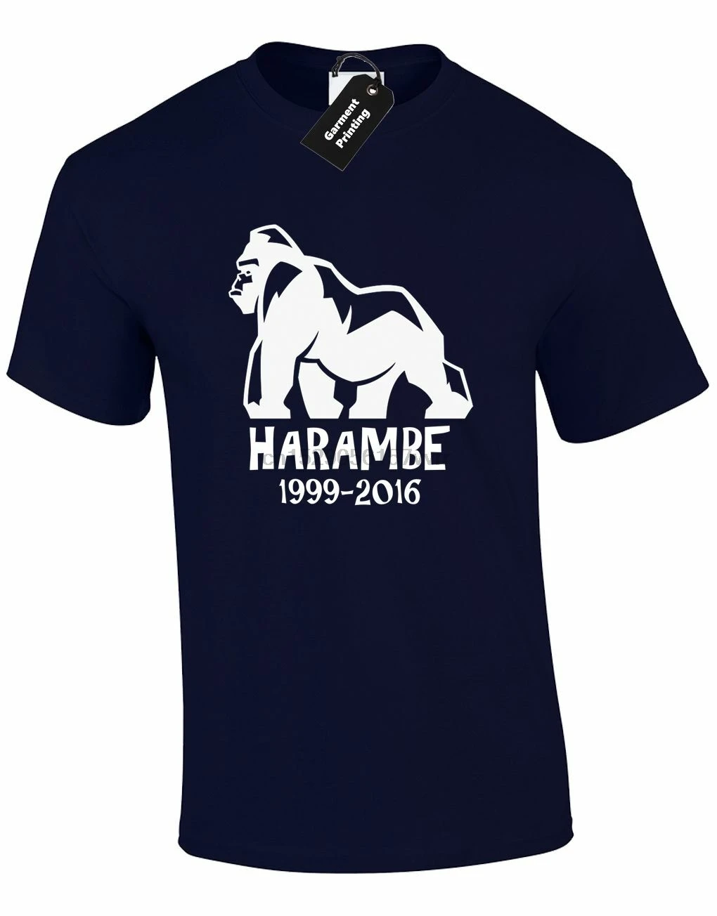 HARAMBE SILHOUETTE MENS T SHIRT GORILLA MONKEY APE SHOOT JUSTICE PEACE NEW |