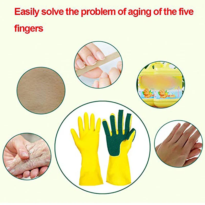WALFOS Creative Washing Cleaning Gloves Garden Kitchen Dish Sponge Fingers Rubber Household Cleaning Gloves for Dishwashin