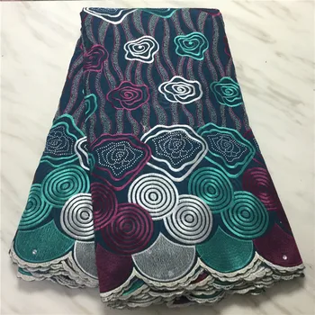 

Most popular African cotton lace fabric Nice party dress material ECP151(5yards/lot) multi color