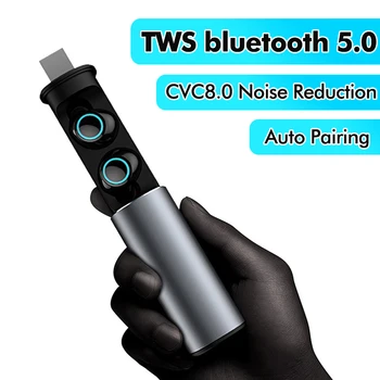 

Smart Touch V5.0 bluetooth Earphone Mini TWS Wireless Earbuds CVC8.0 Noise Cancelling Headphones with 1200mAh Charging Bin