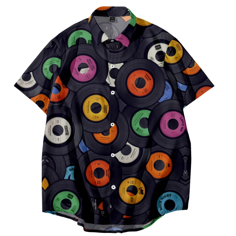 Tuner DJ Bar Summer Men Printed Shirt Short Sleeve Lapel Button Streetwear Chic Loose Clothing Mens Hawaiian Shirts Vacation 4