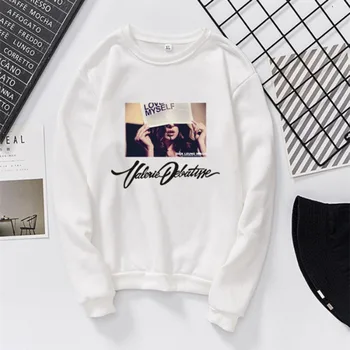

Autumn Winter New Plus Velvet Loose Couples Capless Printing Of Round Neck Clothes