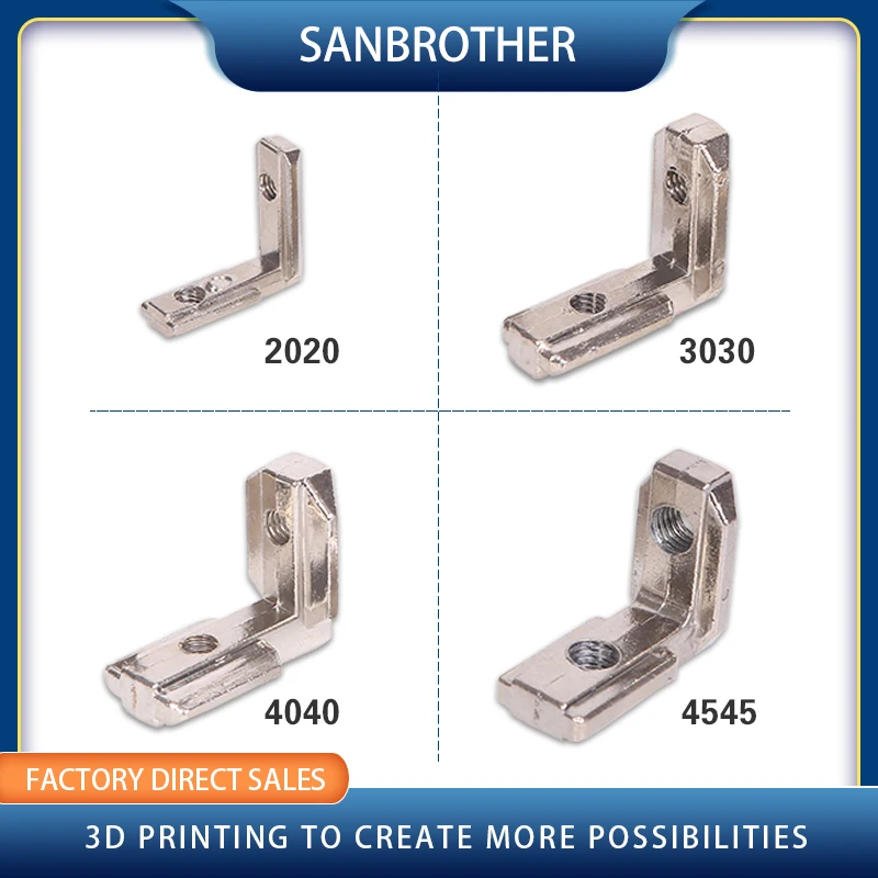 T Slot L Shape Aluminum Angle bracket Corner Interior Joint Brackets with Gurb screws for 2020 3030 4040 4545 Aluminum Profile