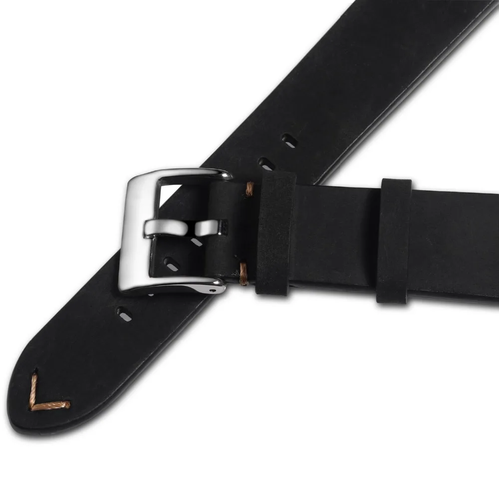 Черные кожаные ремешки для часов Quick Release телячья кожа ручной работы винтажный ремешок для часов 18 мм 20 мм 22 мм
