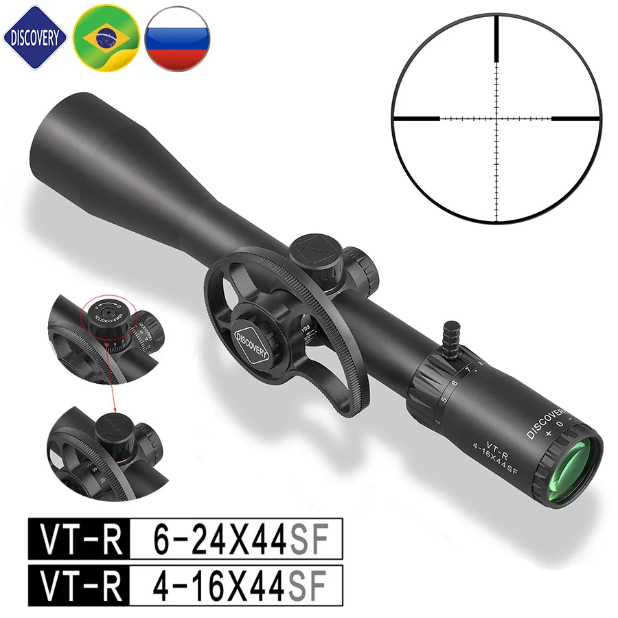 Discovery Rifle Scope 30MM Tube 4-16 6-24 Magnification Shockproof .22LR Side Focus with High Definition Bright Glass