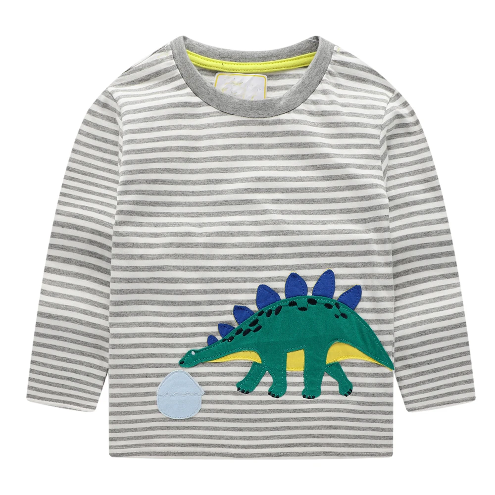 Kidsalon/Детские футболки для мальчиков, одежда топы для маленьких мальчиков, осень г. Новая детская футболка хлопковые футболки для мальчиков с аппликацией в виде животных