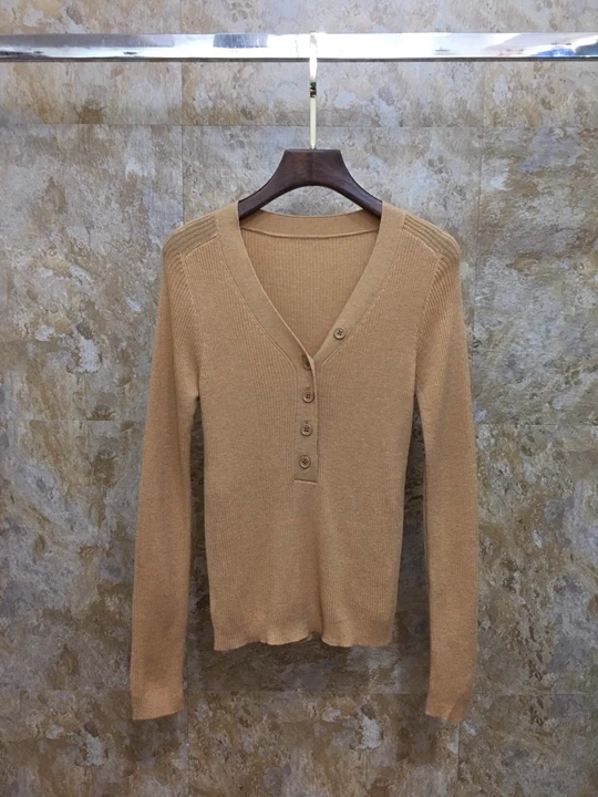 Женский осенний и зимний свитер с v-образным вырезом и пуговицами 924