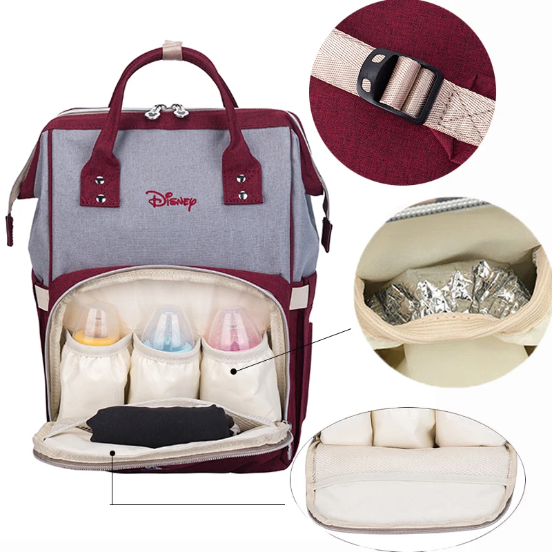 Большой Вместительный рюкзак Дисней для мам, сумка для детских подгузников для мамы, сумка для ухода за ребенком с защитой от молока, детский рюкзак для женщин, дорожная сумка
