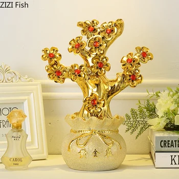 

Cash Cow Golden Ceramic Rich Tree Study Desk Decor Fortune Mascot Crafts Ornaments Chinese Feng Shui Furnishings Home Decoration