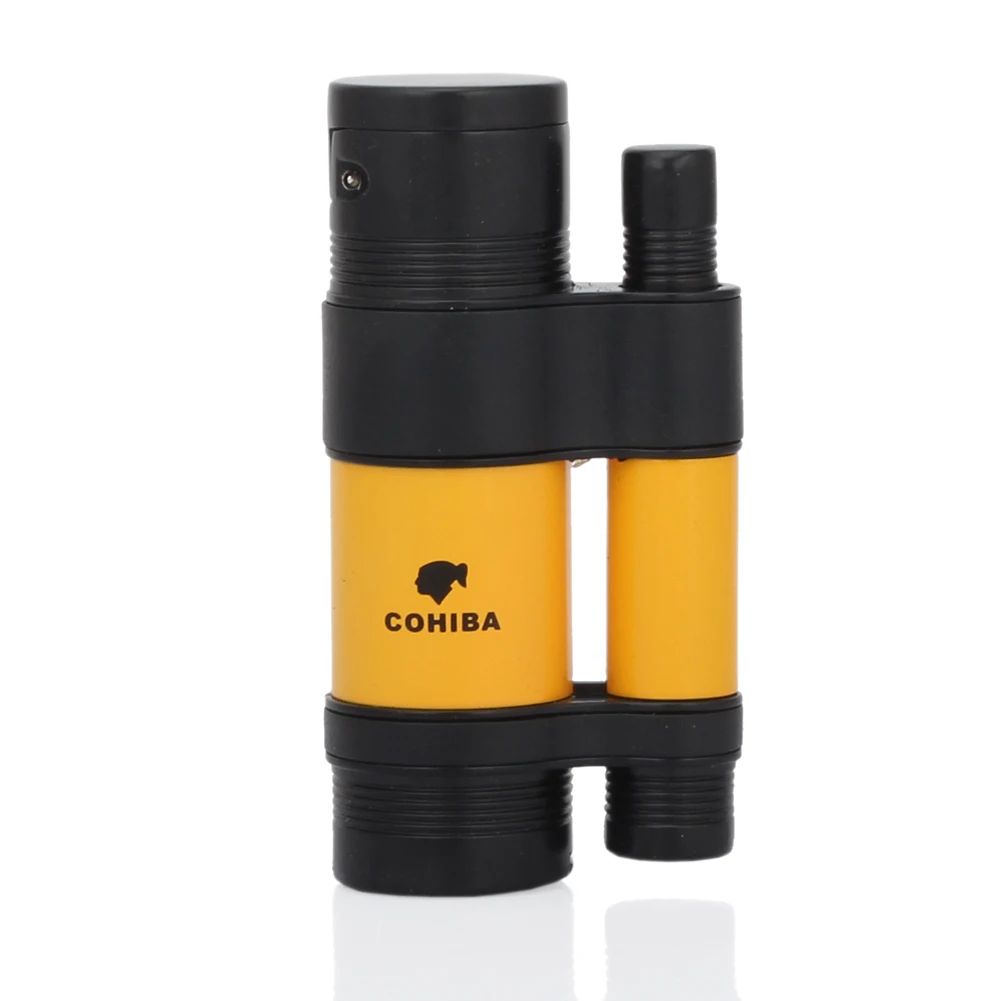 

COHIBA Unique Designed Cigar Lighter Metal 3 Jet Flame Butane Gas Cigarette Lighter Windproof Cigar Accessories