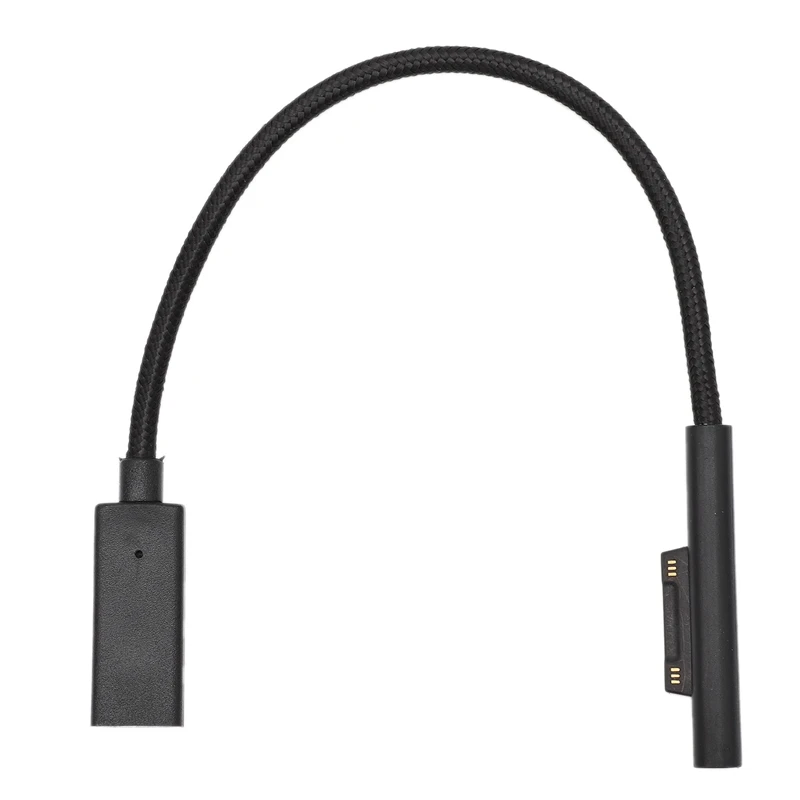 USB кабель с нейлоновой оплеткой 0,2 M женский USB-C зарядный кабель для Microsoft Surface Pro 6/5/4/3 Поверхность ноутбука 1/2, 45Вт 15В PD кабель для зарядки